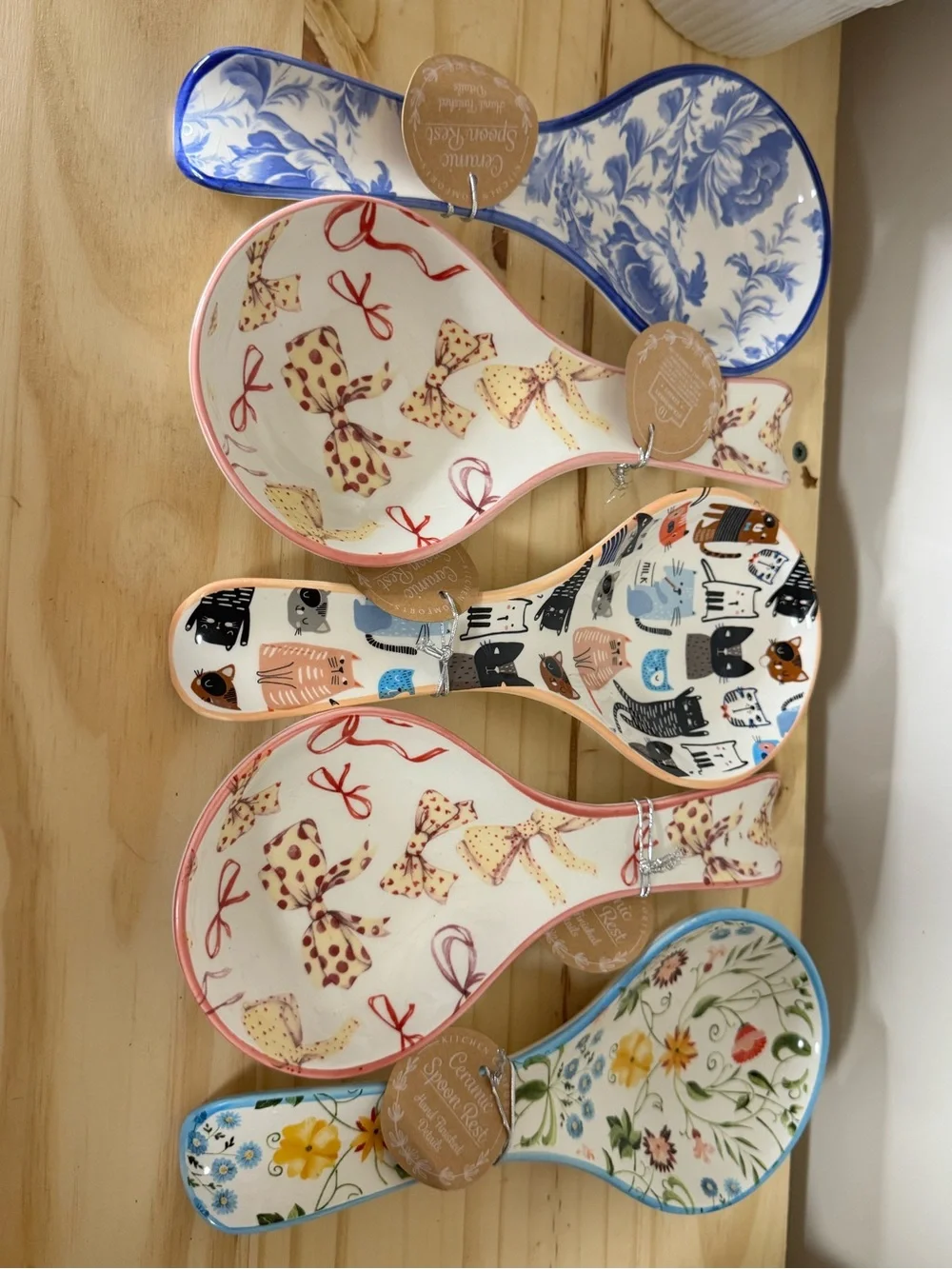 Blue Floral Ceramic Spoon Rest - Unbranded